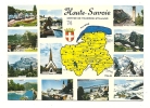 Cp, Carte Géographique, Haute-Savoie + Multi-Vues, Voyagée 1978 - Landkarten