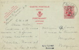 442/19 - Entier Lion Héraldique REPONSE 1 F Utilisé En France - VENCE 1938 Vers BRUXELLES - Briefkaarten 1934-1951