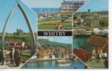 Cpsm De Whitby : Crescent Gardens-arch And Abbey-from Abbey Steps-the Harbour - Whitby