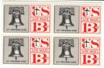 #C62 Block Of 4, Liberty Bell, Patriotic, US 13-cent Air Mail Postage Stamps - 3b. 1961-... Nuovi