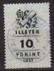 1957 Hungary Ungarn Hongrie - Tax Judaical Fiscal Revenue Stamp - 10 Ft - Steuermarken