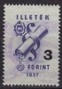 1957 Hungary, Ungarn, Hongrie - Revenue Stamp - 3 Ft - Steuermarken