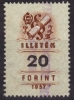 1957 Hungary Ungarn Hongrie - Tax Judaical Fiscal Revenue Stamp - 20 Ft - Fiscales