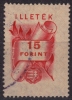 1946 Hungary - Revenue, Tax Stamp - 15 Ft - Canceled - Fiscali