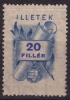 1946 Hungary - Revenue, Tax Stamp - 20 F - Canceled - Fiscale Zegels