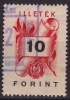 1950 Hungary - Revenue, Tax Stamp - 10 Ft - Canceled - Fiscales