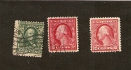 Z12-4. United States, USA - Set Of 3 - Washington 2 Cents - Franklin 1902 - 1 Cent - Used Stamps