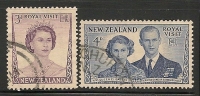 NEW ZEALAND -1953 -  Yvert # 325/6 - USED - Usados