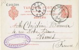 6570. Entero Postal Barcelona 1906 A Francia. Estafeta De Cambio - 1850-1931