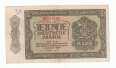 GERMANY - DEMOCRATIC REPUBLIC 1 DEUTSCHE MARK 1948 VF+ P 9a  9 A (6 Digits Serial Number) RARE - 1 Deutsche Mark