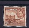 RB 876 - Malta KGVi 1938 1d Brown Lightly Mounted Mint Stamp SG 219 - Malte