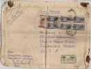 INDIA - VF REGISTERED @@ COTTON @@ POSTAL PARCEL From VARANASI To PHILADELPHIA - ENERGY  Stamps Yvert # 232 X 6 + 194 - Briefe U. Dokumente