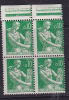 FRANCE N°1231 10C VERT TYPE MOISSONNEUSE LEGER PIQUAGE A CHEVAL BLOC DE 4  NEUF SANS CHARNIERE - Unused Stamps