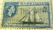 Barbados 1953 Inter Colonial Schooner 8c - Used - Barbades (...-1966)