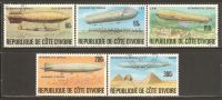 Ivory Coast 1977 Mi# 517-521 Used - History Of The Zeppelin - Zeppeline