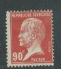 France  N ° 178 X , Type Pasteur : 90 C. Rouge, Trace De Charnière, Sinon TB - 1900-27 Merson