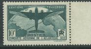 France  N ° 321 X , 100 ème Traversée De L'Atlantique : 10 F Vert Foncé Signé Brun, Infime  Trace De Charnière, Sinon TB - 1900-27 Merson