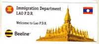 DOCUMENT D´IMMIGRATION  - IMMIGRATION DEPARTMENT LAO PDR - WELCOME TO LAO P.D.R. - TEMPLE - PUBLICITE BEELINE - Autres & Non Classés