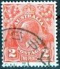 Australia 1926 King George V 2d Red Small Multiple Wmk - CRESSY TASMANIA PM - Gebraucht