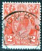 Australia 1926 King George V 2d Red Small Multiple Wmk - KEMPTON TASMANIA PM - Gebraucht