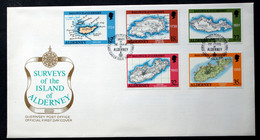 ALDERNEY 1989  Old Maps  FDC   MiNr. 37-41  ( Lot 942 ) - Alderney