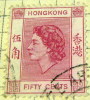 Hong Kong 1954 Queen Elizabeth II 50c - Used - Usati