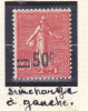 FRANCE N°220 50C S 80C ROUGE TYPE SEMEUSE LIGNEE SURCHARGE A GAUCHE NEUF SANS CHARNIERE - Neufs