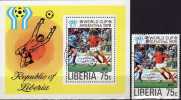 Fußball-WM 1978 Argentina Liberia 1067 Plus Block 90 O 3€ Fussballer In Spiel-Szene Fogli Bf Soccer Bloc Sheet Of Africa - 1978 – Argentina