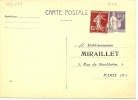 REF LVP9 - EP CP PAIX 55c + COMPL.T REPIQUAGE MIRAILLET - Postales  Transplantadas (antes 1995)