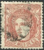 Edifil 108 100 Milésimas Castaño Rojizo De 1870 En Usado - Used Stamps