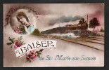 Un Baiser De Sainte Marie - Sur - Semois. Carte Superbe Avec Photo De Femme En Médaillon Et Train à Vapeur. - Etalle