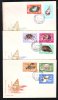 REPTILES;GRENOUILLES ,1966,COVERS 3X,FDC,Yv.2240-47,ROMANIA   . - Frogs