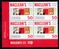 Canada MNH Scott #2104 Lower Left Plate Block 50c MacLean´s Magazine 100th Anniversary - Num. Planches & Inscriptions Marge