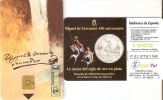 TARJETA DE ESPAÑA DE UNA MONEDA (COIN) 1000 PTAS FIRMA DE CERVANTES ( PUZZLE QUIJOTE) - Timbres & Monnaies