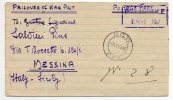 PRIGIONIERI DI GUERRA / MESSINA - Cover_Lettera - Viaggiata 7.8.1945 - Marcophilie