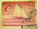 Singapore 1955  Lombok Sloop 5c - Used - Singapore (...-1959)