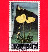 SAN MARINO - Usato - 1967 - Fiori - Flowers - Fleurs - 15 L. • Papaver Pyrenaicum - Usados