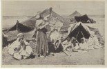 Group Of Arabs In Camp, Tents, Children, On C1930s Vintage Japanese Postcard - Unclassified