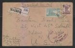 India 1958  REGISTERED...CUSTOMS FREE... COVER TO U.S.A. #  39658  Inde - Lettres & Documents