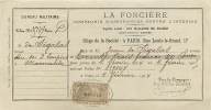 FACTURE LETTRE ASSURANCE : PARIS . LA FONCIERE . 1904 . QUITTANCE . - Bank & Insurance