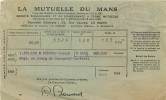 FACTURE LETTRE ASSURANCE : LE MANS . LA MUTUELLE DU MANS . 1944 . QUITTANCE . - Bank & Versicherung