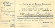 FACTURE LETTRE ASSURANCE : PARIS . LA UNION ET LE PHENIX ESPAGNOL . 1955 . QUITTANCE . - Bank & Insurance