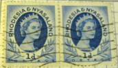 Rhodesia & Nyasaland 1954 Queen Elizabeth II 1d Pair - Used - Rodesia & Nyasaland (1954-1963)