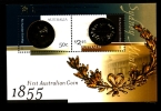 AUSTRALIA - 2005  FIRST AUSTRALIAN COIN  MS OVPT PACIFIC EXPLORER IN GOLD MINT NH - Blocs - Feuillets