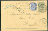 N°60 - 25 Centimes Fine Barbe En Affr. Complémentaire S/E.P. Carte 5 Centimes Obl. Sc JUMET Le 30 Octobre 1897 En Exprès - Postcards 1871-1909