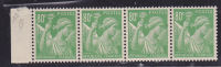 FRANCE N°649 80C VERT TYPE IRIS 80C POINT DANS LE 0 BLANDE DE 4 NEUF SANS CHARNIERE - Neufs