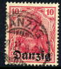 DANZIG 1920 10 Pfg. Postally Used, Expertised Infla.  Michel 2b - Oblitérés