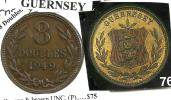 GUERNSEY 8 DOUBLES LEAVES FRONT SHIELD BACK  1949 EF+ KM(?)  READ DESCRIPTION CAREFULLY !!! - Guernsey