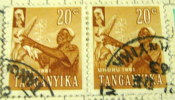 Tanganyika 1961 Harvesting Maize 20c Pair - Used - Tanganyika (...-1932)