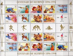 Olympia 1996 Atlanta Mongolia 2633/1 KB ** 16€ Gewichtheber Hürde Radsport Box Bogen Pistole Ringer Reiter Sheetlet - Estate 1996: Atlanta